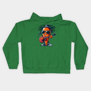 Carrot Playing Guitar Kids Hoodie